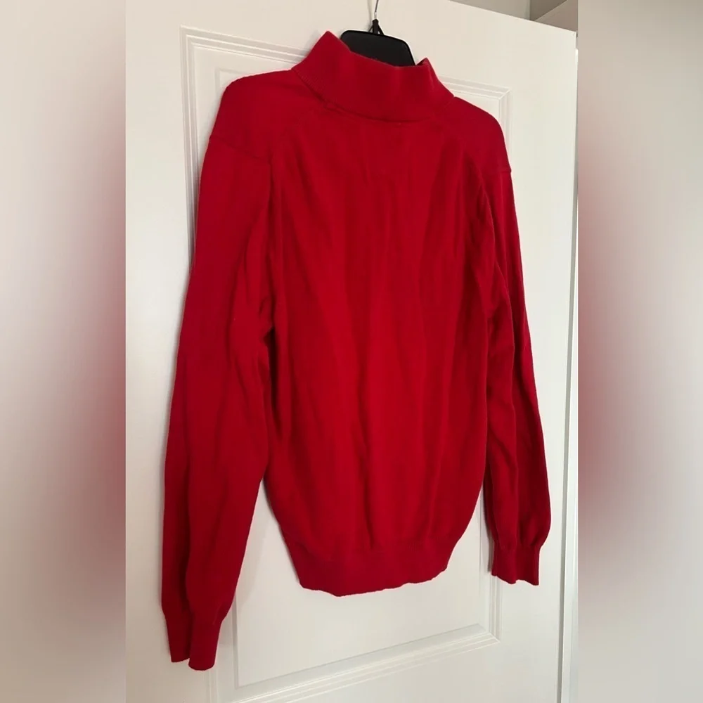 Tommy Hilfiger Men's Large 100% Cotton Red Quarter 1/4 Zip Sweater